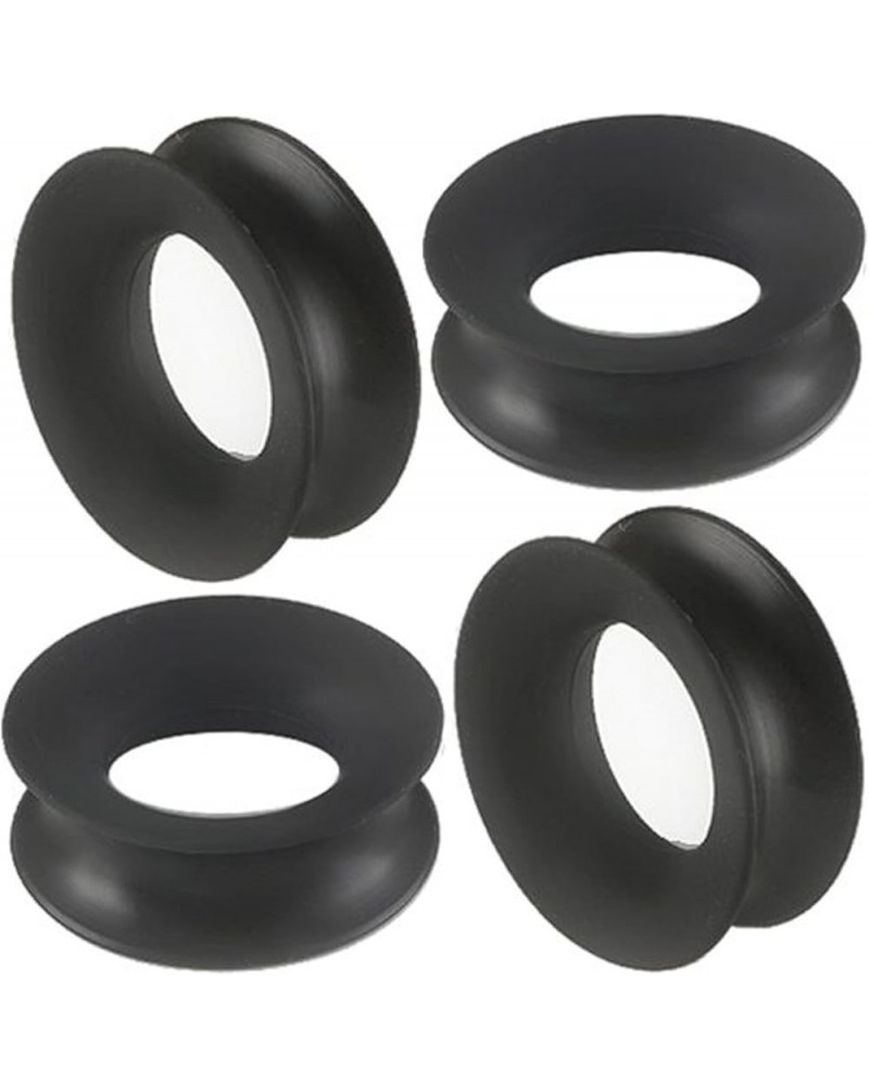 Black Double Flared Tunnels Ear Plugs SI04 Wholesale Lot Stretching Stretchers Bulk Piercing 4Pcs 1 1/16 inch 26mm $9.30 Others