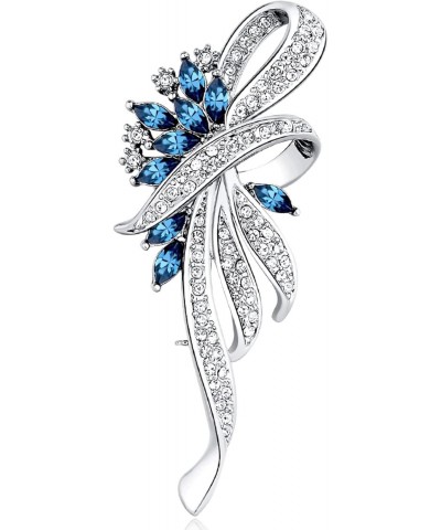 Crystals Brooch "Blue Enchantress” Platinum Plated Elegant Dance Fashion Pin Gift for Women Girls for Clothing Bag Decor - (B...