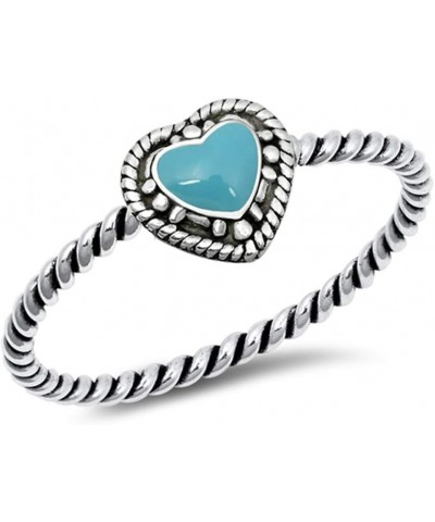 CHOOSE YOUR COLOR Sterling Silver Celtic Heart Twist Ring Simulated Turquoise $10.21 Rings