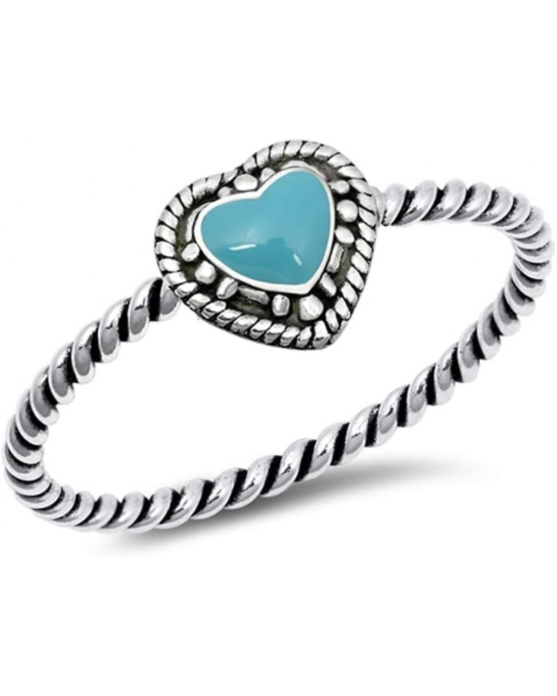 CHOOSE YOUR COLOR Sterling Silver Celtic Heart Twist Ring Simulated Turquoise $10.21 Rings