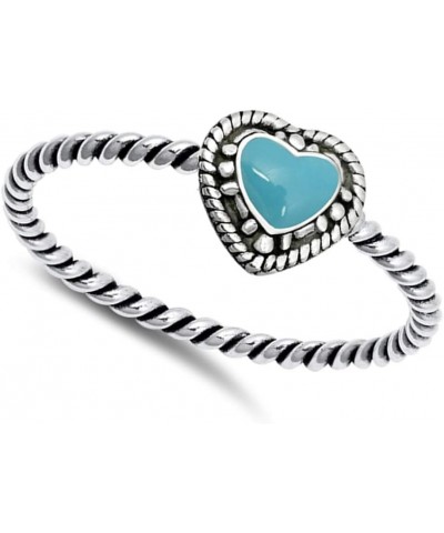 CHOOSE YOUR COLOR Sterling Silver Celtic Heart Twist Ring Simulated Turquoise $10.21 Rings