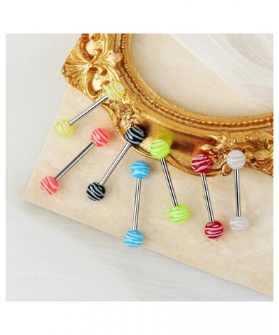 7Pcs 14G 316L Stainless Steel Tongue Bars Candy Color Tongue Piercings Glow in The Dark Tongue Barbell $8.54 Body Jewelry