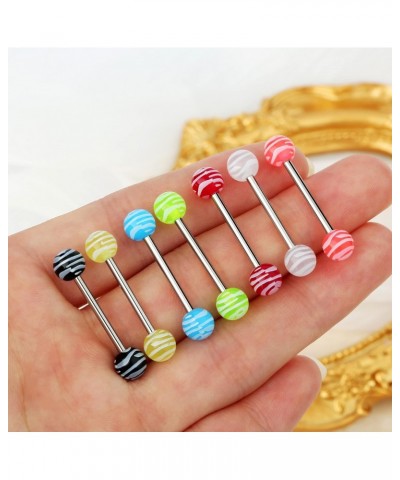 7Pcs 14G 316L Stainless Steel Tongue Bars Candy Color Tongue Piercings Glow in The Dark Tongue Barbell $8.54 Body Jewelry