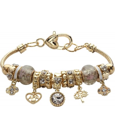 PalmBeach Goldtone Antiqued Crystal Charm Birthstone Bracelet (13mm), 8 inch Adjustable Month 4 $24.29 Bracelets