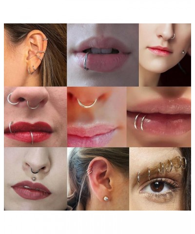 Nose Rings Hoops 316l Surgical Steel Hinged Segment Nose Rings Hoop 18G 16G 14G Septum Ring Hoop Lip Ring Cartilage Tragus He...