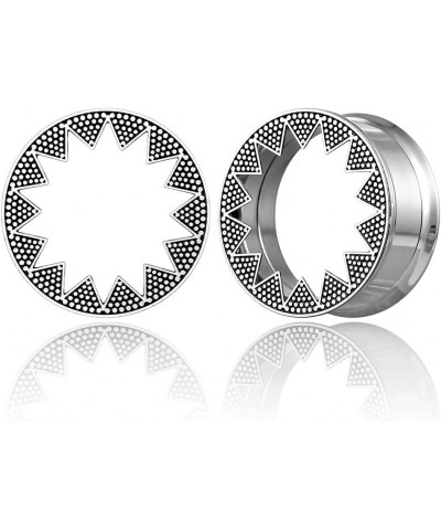 1 Pair Serrated Classic Gauges for Ear Tunnels Plugs 00g (0g-1'') 316 Stainless Steel Ear Weight Saddle Hypoallergenic expand...