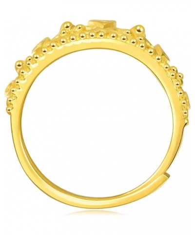 999.9 24K Solid Gold Price-by-Weight 4.49g Gold Crown Ring for Women 90224R | Size: Adjustable $154.56 Rings