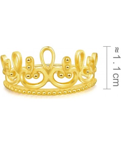 999.9 24K Solid Gold Price-by-Weight 4.49g Gold Crown Ring for Women 90224R | Size: Adjustable $154.56 Rings