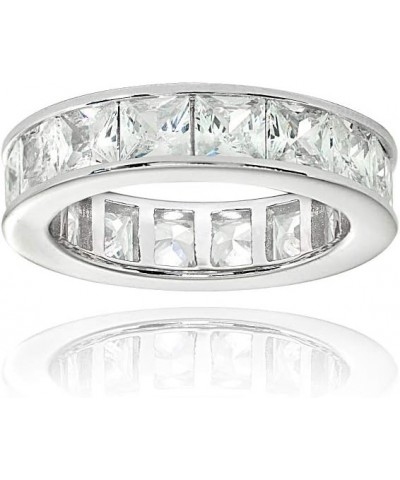 925 Sterling Silver 2mm 3mm 4mm Princess-Cut Cubic Zirconia Channel Set Eternity Band Ring for Women Teen Girls | Silver, Yel...