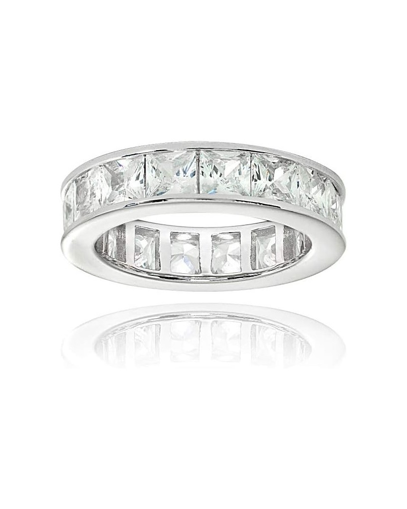 925 Sterling Silver 2mm 3mm 4mm Princess-Cut Cubic Zirconia Channel Set Eternity Band Ring for Women Teen Girls | Silver, Yel...