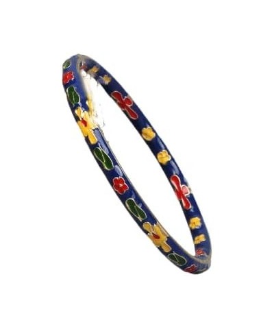 Vintage Cloisonne Enamel Filigree Thin Bangle Bracelet Traditional Handmade Ethnic Bangles Women Fashion Accessories Gift blu...