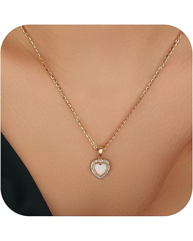 Gold Heart Necklace for Women Dainty Tiny 14k Gold Filled Heart Pendant Choker Necklaces Small Gold Love Open Heart Chain Nec...