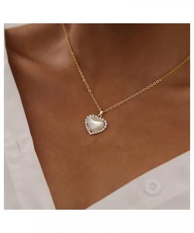 Gold Heart Necklace for Women Dainty Tiny 14k Gold Filled Heart Pendant Choker Necklaces Small Gold Love Open Heart Chain Nec...