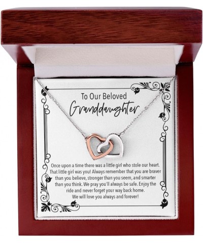 Granddaughter Gift Ideas - Womens Pendant Necklaces with Message Cards, Mahogany Style Luxury Box with LED Light Interlocking...