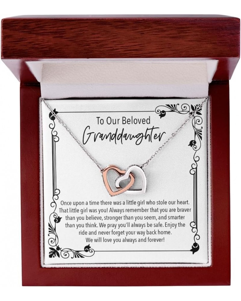 Granddaughter Gift Ideas - Womens Pendant Necklaces with Message Cards, Mahogany Style Luxury Box with LED Light Interlocking...