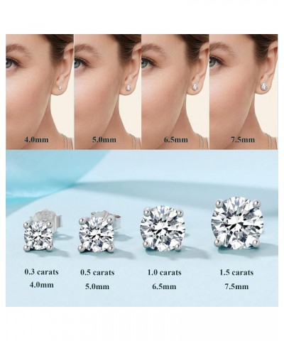 Sterling Silver Moissanite Earrings D Color VVS1 Brilliant Round Cut Lab Grown Diamond Earrings Moissanite Stud Earrings S925...