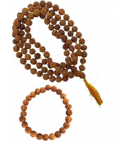 Rudraksha Stretchable Bracelet & Rudraksha Mala 108+1 Beads Necklace 5 mukhi Paanch mukhi 5 face, Prayer Beads, Wrist Mala Wr...