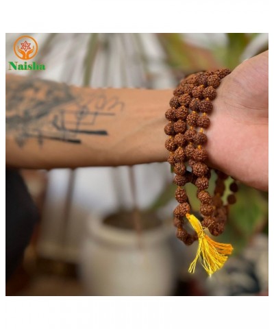 Rudraksha Stretchable Bracelet & Rudraksha Mala 108+1 Beads Necklace 5 mukhi Paanch mukhi 5 face, Prayer Beads, Wrist Mala Wr...