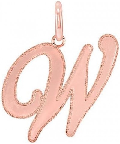 Solid 14k Gold Personalized Cursive-Style"A-Z" Initial Pendant (Size S/M/L) Small (W) Rose Gold $66.70 Pendants