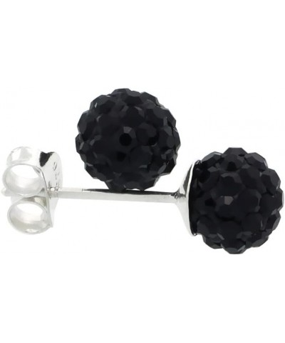 Tiny 6mm Sterling Silver Crystal Disco Ball Stud Earrings for Women Assorted Birthstone Colors Black $10.27 Earrings