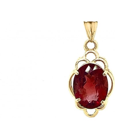 Certified 14k Gold Genuine Garnet Oval-Shaped Clover Pendant Yellow Gold $51.45 Necklaces