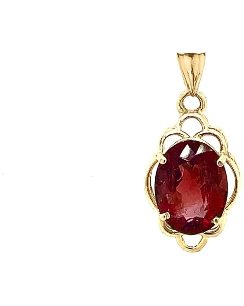 Certified 14k Gold Genuine Garnet Oval-Shaped Clover Pendant Yellow Gold $51.45 Necklaces