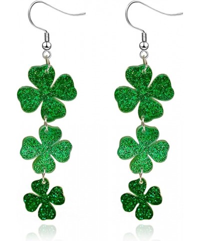 St Patrick's Day Earrings for Women Girls,Irish Shamrock Drop Dangle Earrings Acrylic Green Clover Earrings Good Luck Holiday...