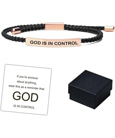 God Is In Control Tube Bracelet, Handmade Braided Adjustable Fashion Inspirational Bracelets, Stainless Steel God Is In Contr...