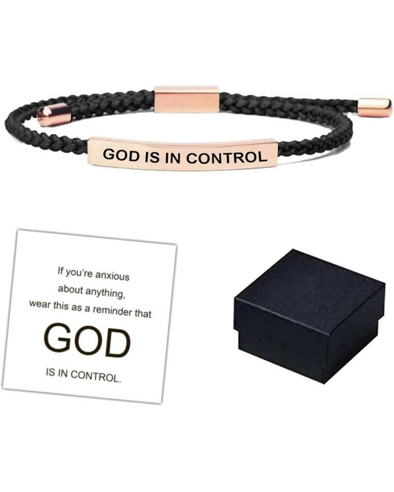 God Is In Control Tube Bracelet, Handmade Braided Adjustable Fashion Inspirational Bracelets, Stainless Steel God Is In Contr...