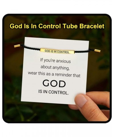 God Is In Control Tube Bracelet, Handmade Braided Adjustable Fashion Inspirational Bracelets, Stainless Steel God Is In Contr...