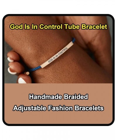 God Is In Control Tube Bracelet, Handmade Braided Adjustable Fashion Inspirational Bracelets, Stainless Steel God Is In Contr...