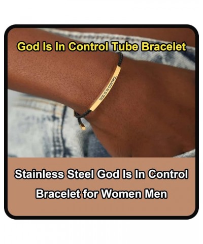 God Is In Control Tube Bracelet, Handmade Braided Adjustable Fashion Inspirational Bracelets, Stainless Steel God Is In Contr...