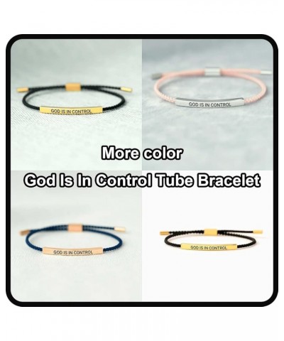 God Is In Control Tube Bracelet, Handmade Braided Adjustable Fashion Inspirational Bracelets, Stainless Steel God Is In Contr...