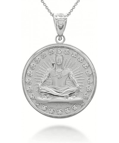 Silver Shiva 'Creator, Maintainer, Destroyer' Hindu God Lord Shiva Medallion Pendant Necklace with Rolo Chain and Pendant onl...