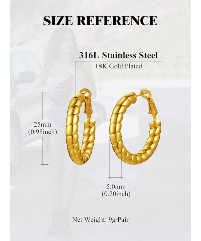 Minimalist Hoop Earrings for Women Fits Sensitive Ears 30/40/60/80mm Hoops Stainless Steel/18K Gold Plated Fashion Jewelry(wi...