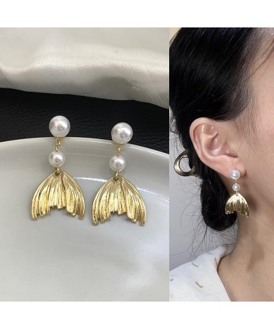 Large Hoops Circle Pearls Earrings Super Huge Gold Silver Thin Dangle earrings Elegant Women Girls Wedding Jewelry with Tail ...