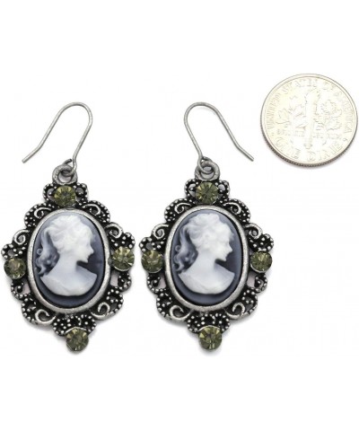 Grey Oval Lady Cameo Earrings Dangle Drop Style Rhinestones Fashion Jewelry $9.43 Earrings