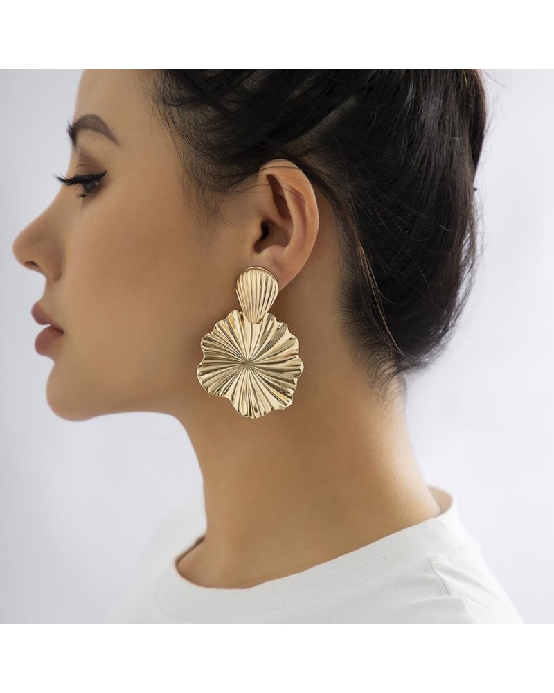 Gold Statement Drop Dangle Earrings Punk Big Geometric Flower Dangle Drop Earrings Party Prom Bar Jewelry Gifts for Women Gir...