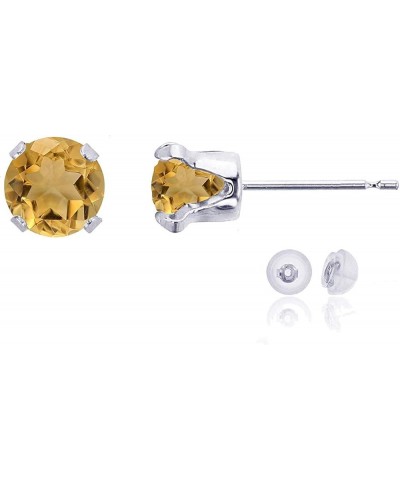 Solid 10K Yellow, White or Rose Gold 6mm Round Genuine Gemstone Birthstone Stud Earrings Citrine White Gold $18.00 Earrings