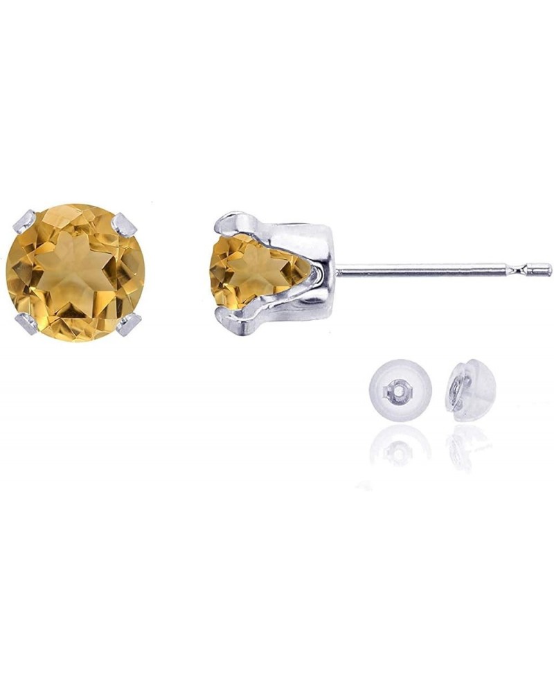 Solid 10K Yellow, White or Rose Gold 6mm Round Genuine Gemstone Birthstone Stud Earrings Citrine White Gold $18.00 Earrings