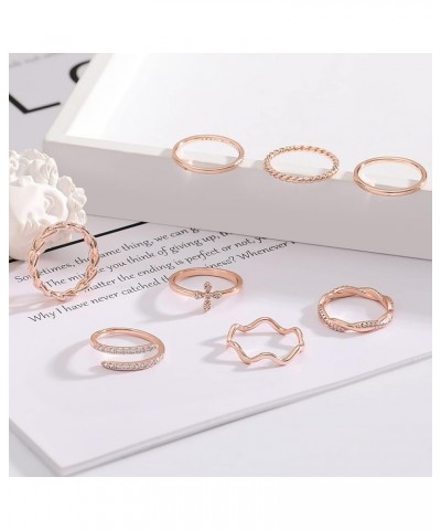 14K Gold Plated Stacking Rings Set for Women, Stackable Knuckle Thumb Rings Thin Dainty Silver Rings for Teen Girls Wedding E...