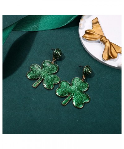 Holiday St Patrick's Day Earrings Dangling Green Shamrock Earrings Festive Clover Luck Hat Leprechaun Funny Irish Drop Dangle...