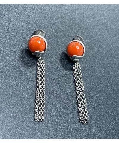 Chinese Style Dangle Earrings for Women Sterling Silver Natural Red Agate/Pearl/Jade Ethnic Drop Earrings Jewelry for Her Mot...