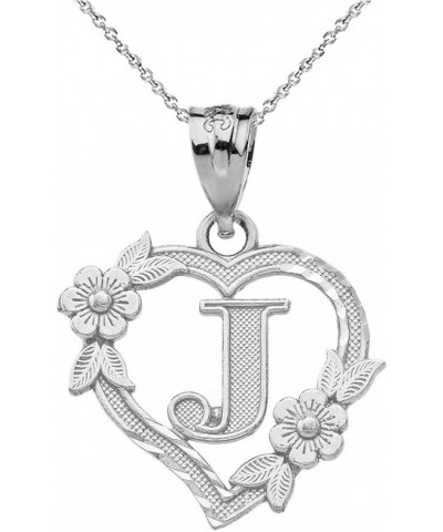 10k Initial Heart Pendant Necklace for Women in White Gold 22.0 Inches J $40.79 Necklaces