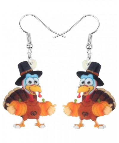 Acrylic Fall Thanksgiving Gifts Cute Turkey Earrings Dangle Pumpkin Jewelry Farm Animals Accessories for Women Girls Black $7...