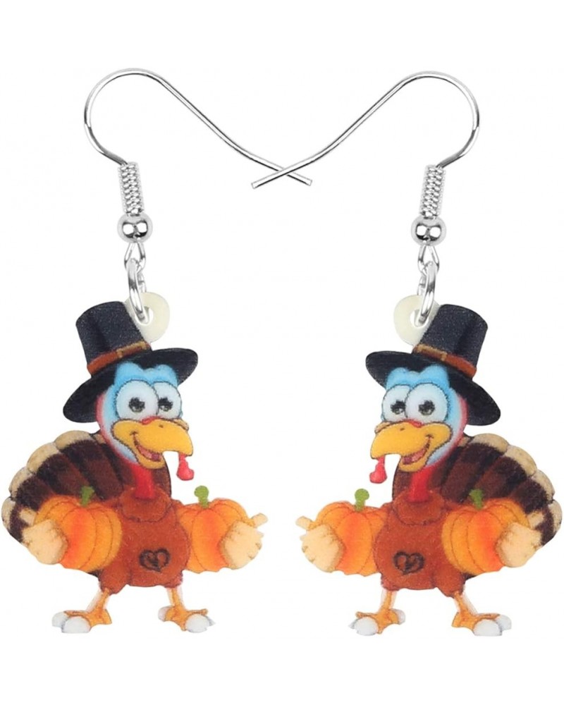 Acrylic Fall Thanksgiving Gifts Cute Turkey Earrings Dangle Pumpkin Jewelry Farm Animals Accessories for Women Girls Black $7...