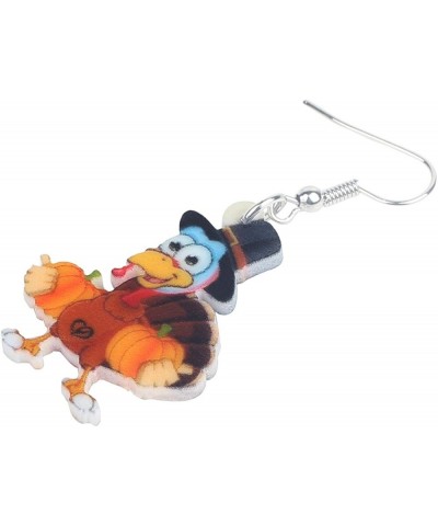 Acrylic Fall Thanksgiving Gifts Cute Turkey Earrings Dangle Pumpkin Jewelry Farm Animals Accessories for Women Girls Black $7...