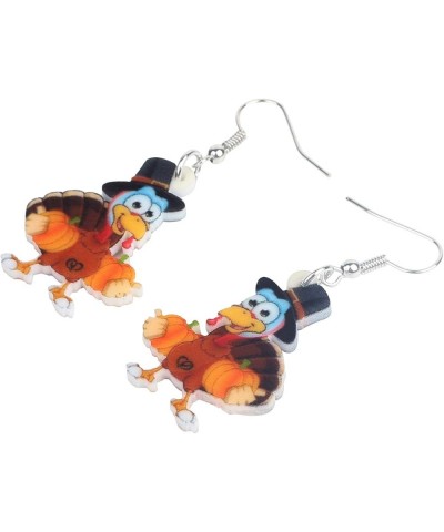 Acrylic Fall Thanksgiving Gifts Cute Turkey Earrings Dangle Pumpkin Jewelry Farm Animals Accessories for Women Girls Black $7...