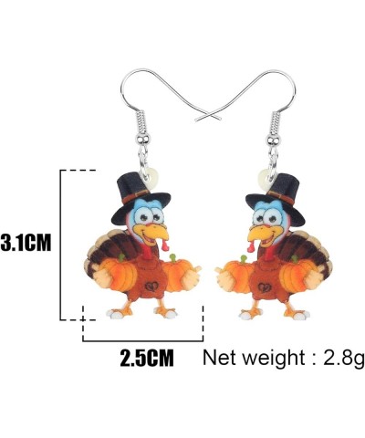 Acrylic Fall Thanksgiving Gifts Cute Turkey Earrings Dangle Pumpkin Jewelry Farm Animals Accessories for Women Girls Black $7...