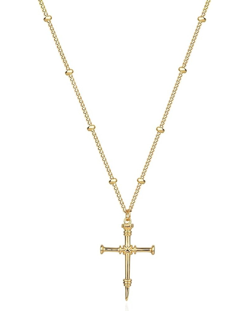 Cross Necklace Faith Pendant 14K Plated Dainty Chain Minimalist Simple Tiny God Lords Prayer Religious Jewelry Gift Nail Cros...